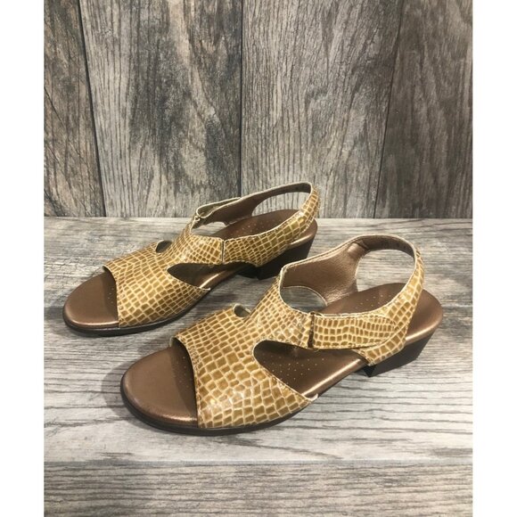 SAS Shoes - SAS Suntimer Sandal Croc 1in. Heel Open Toe Leather Sandals 7.5N narrow